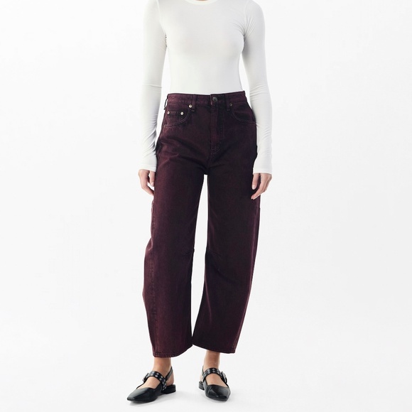 Rag & Bone Charlie High-Rise Barrel Jeans in Burnt Burgundy Size 29 - Picture 6 of 7